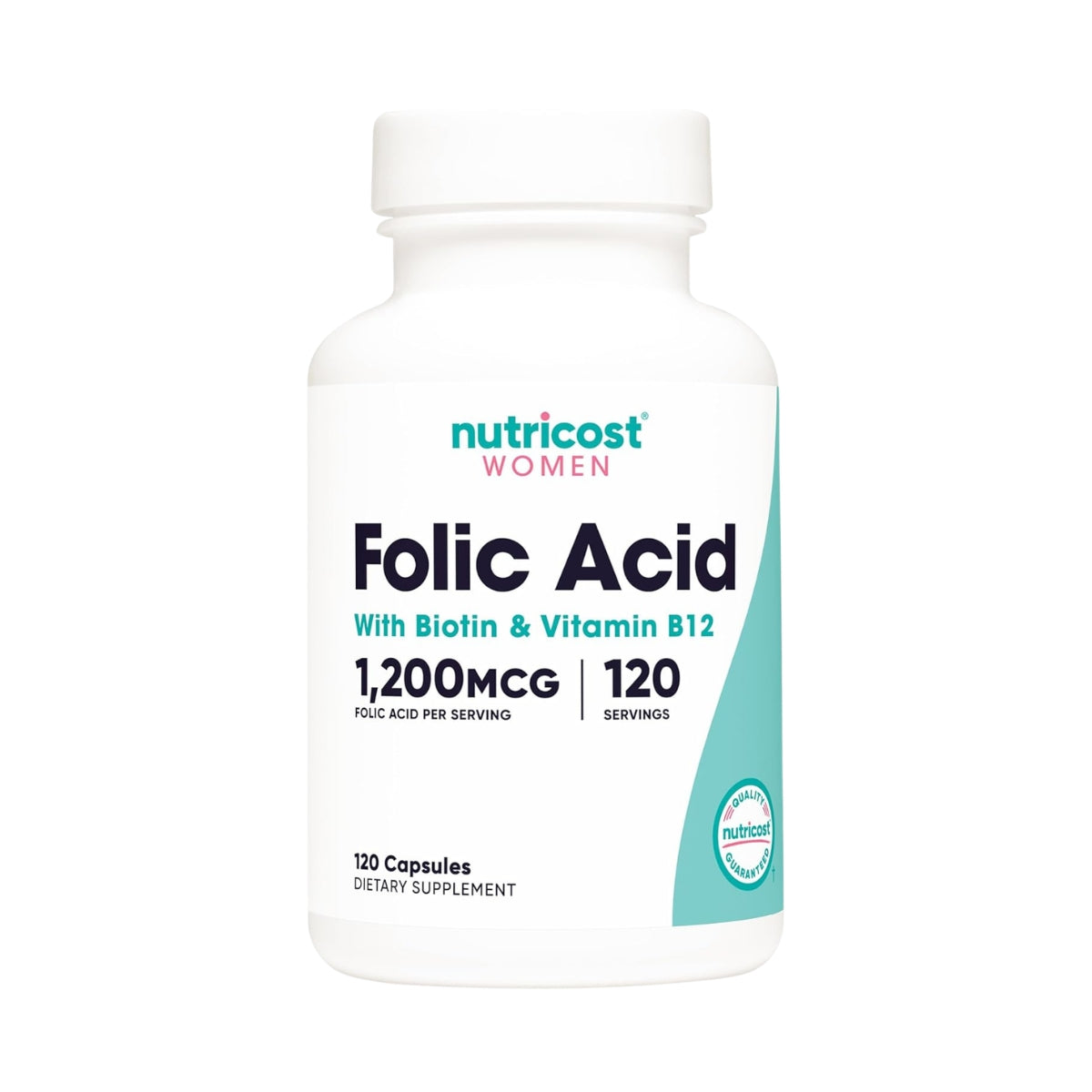 Acido Folico Con Biotina y Vitaminas B12 1200 Mg 120 Capsulas Nutricost Women