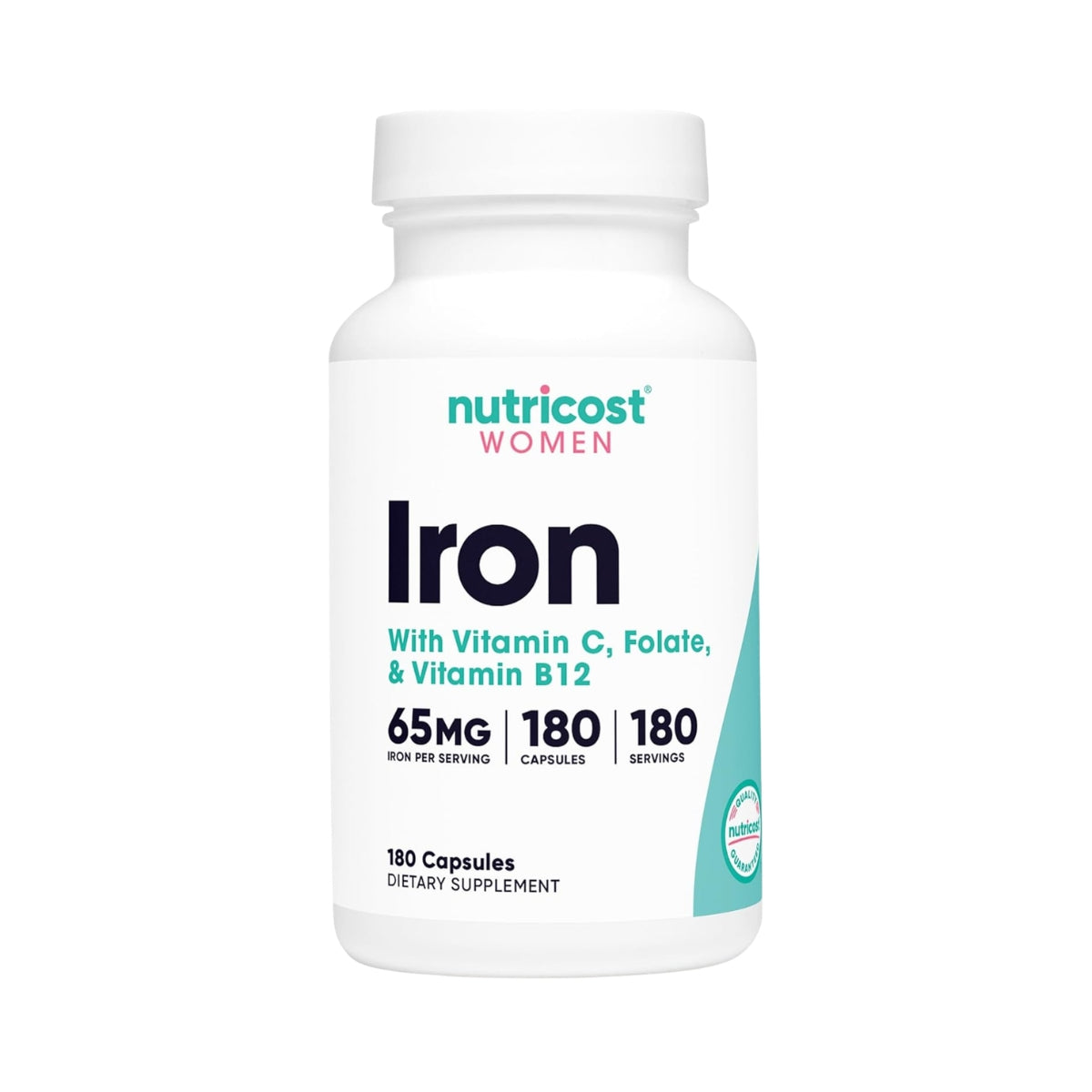 Hierro Con Vitamina C Folate Y Vitamina B12 65 Mg 180 Capsulas Nutricost Women
