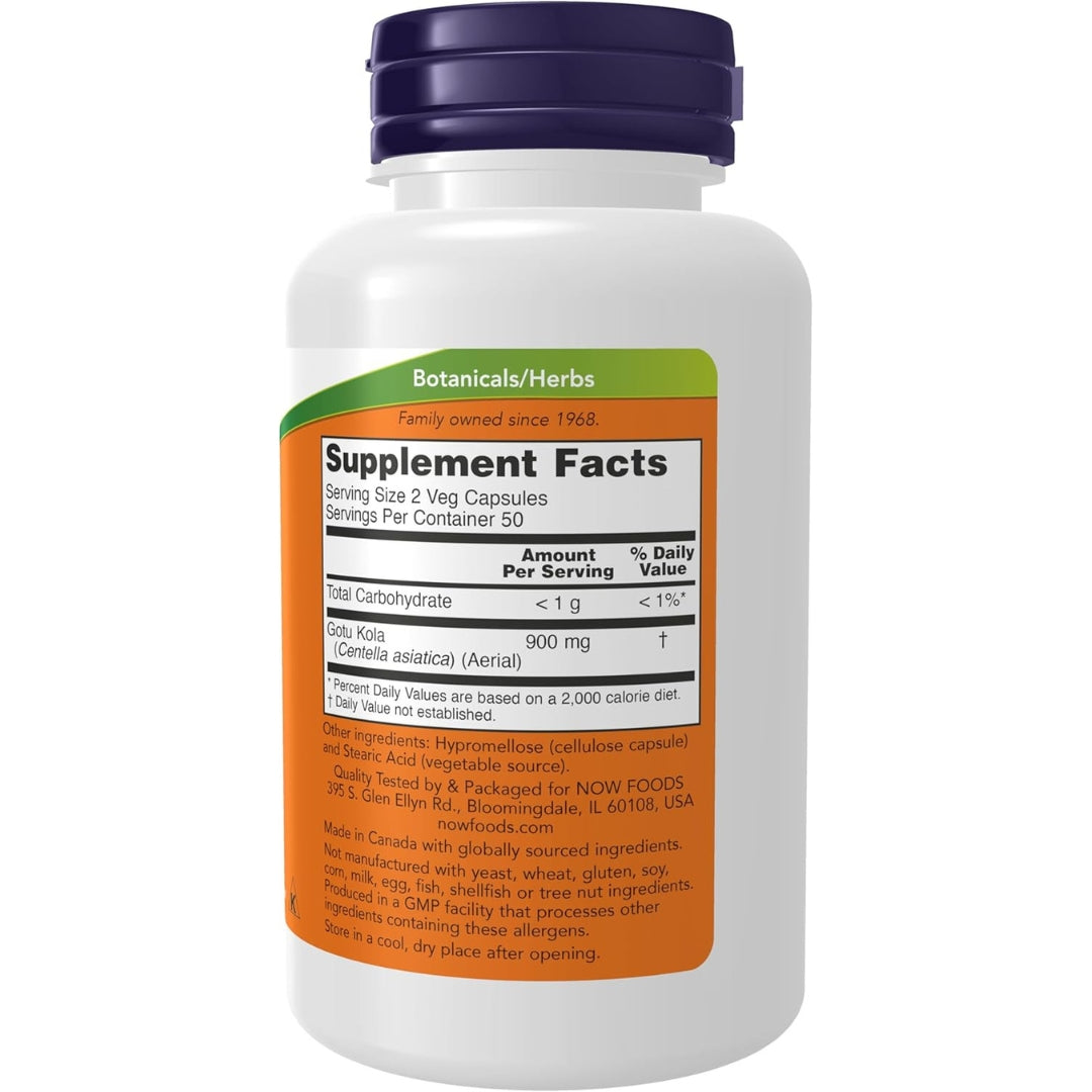 Suplementos Gotu Kola Centella Asiatica 450 Mg 100 Capsulas Now