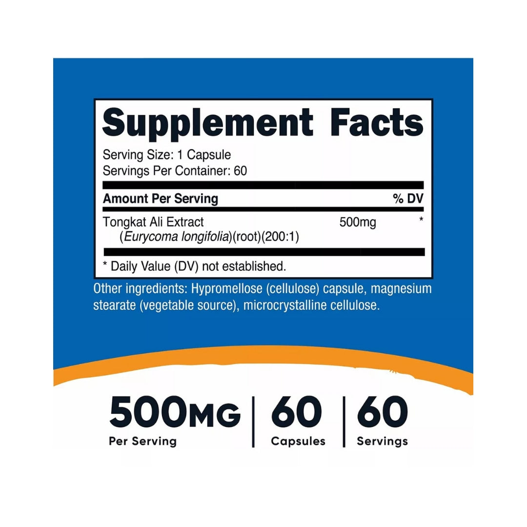 Tongkat Al 500 Mg 60 Capsulas Nutricost