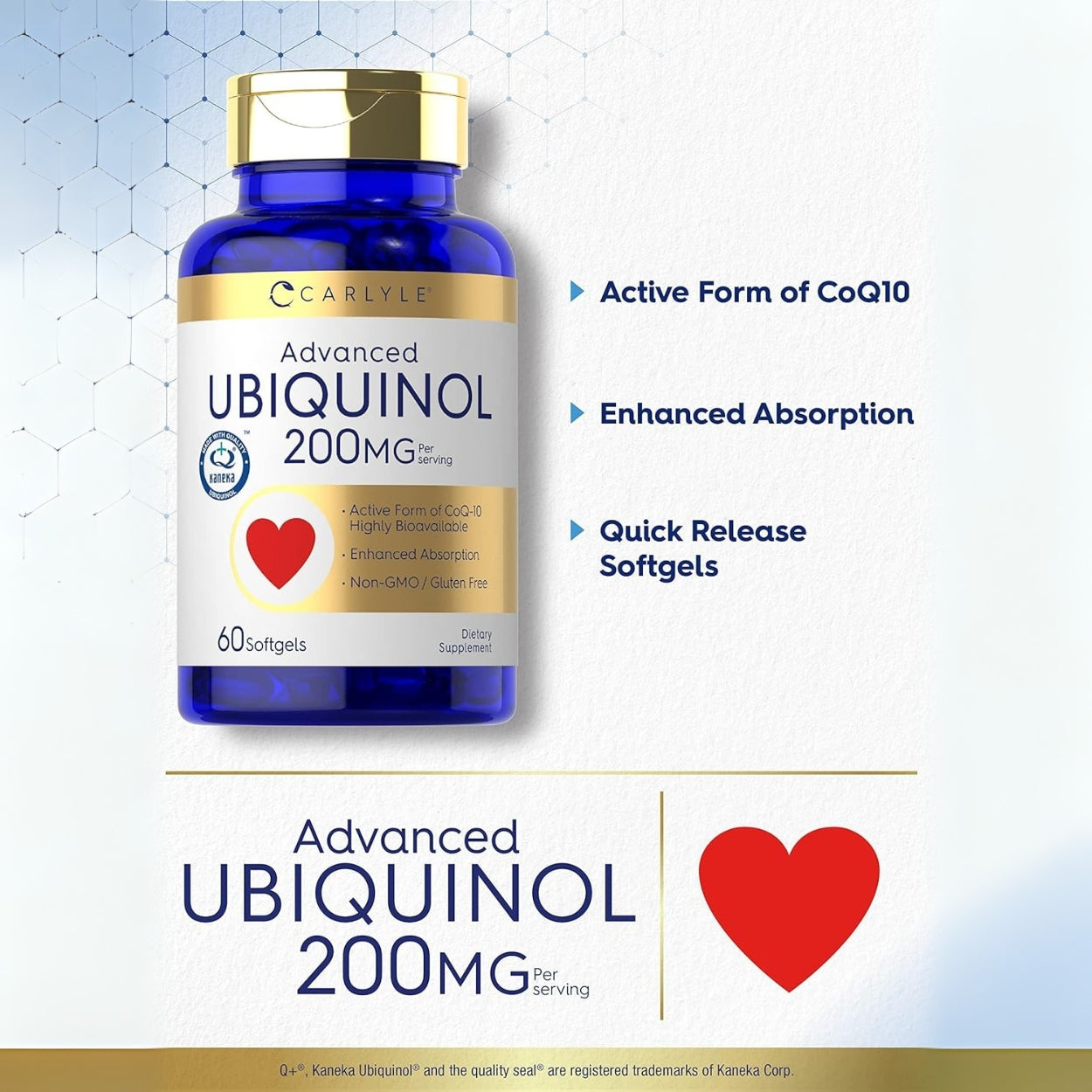 Ubiquinol 200 Mg 60 Softgels Carlyle