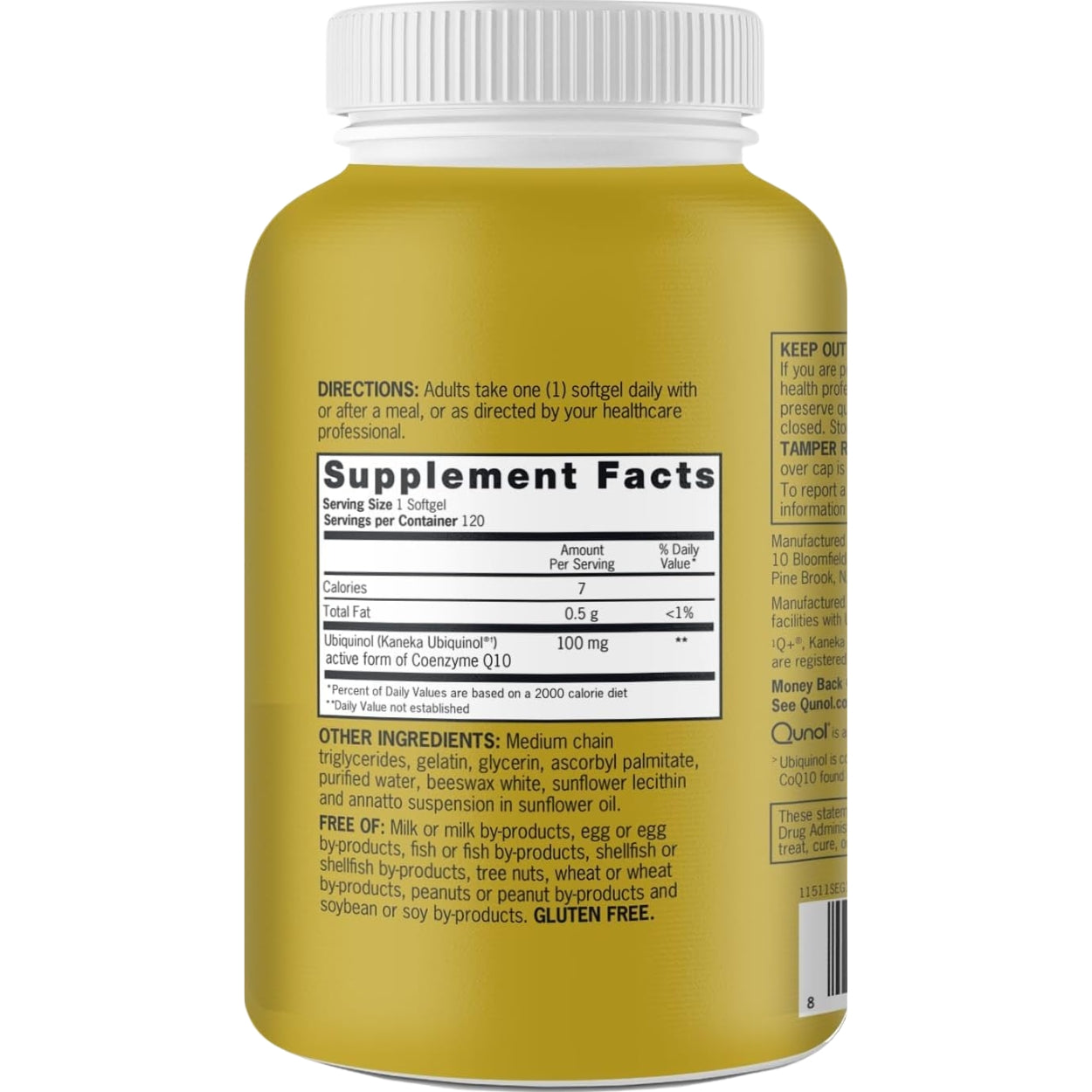 Ubiquinol CoQ10 100 Mg 120 Softgels Qunol