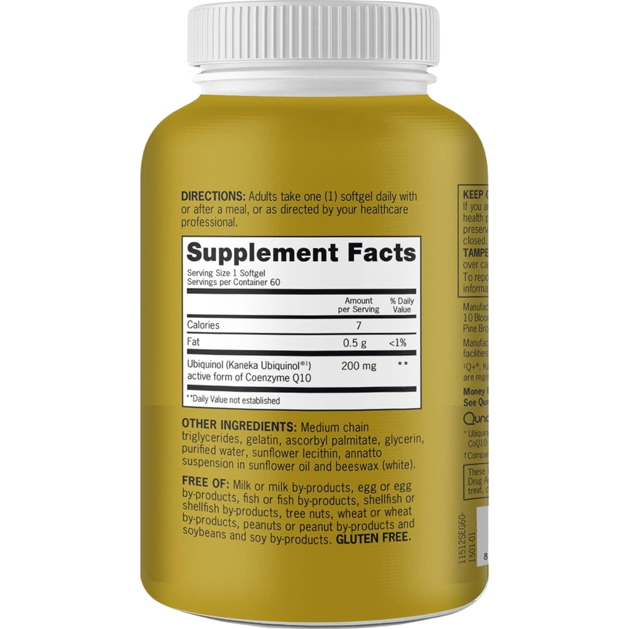 Ubiquinol Extra Strength 200 Mg 60 Softgels Qunol