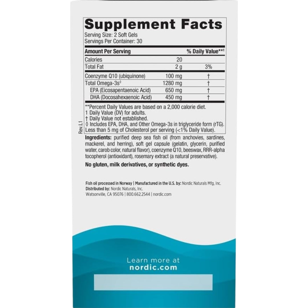 Ultimate Omega Con CoQ10 1280 Mg 60 Sofrgels Nordic Naturals