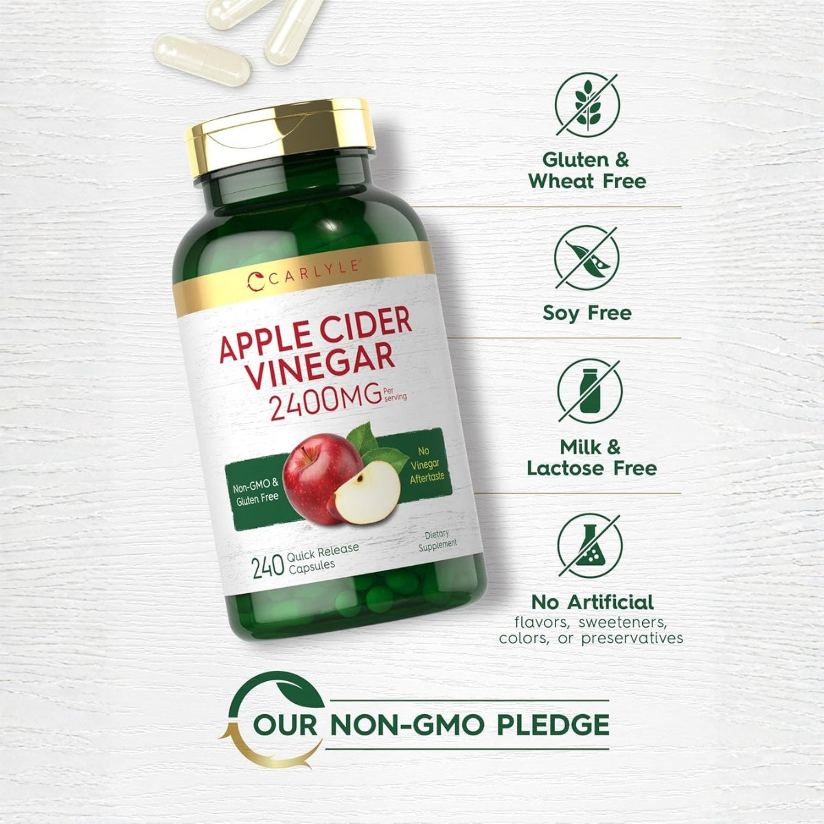 Vinagre De Manzana 2400 Mg Capsulas Carlyle