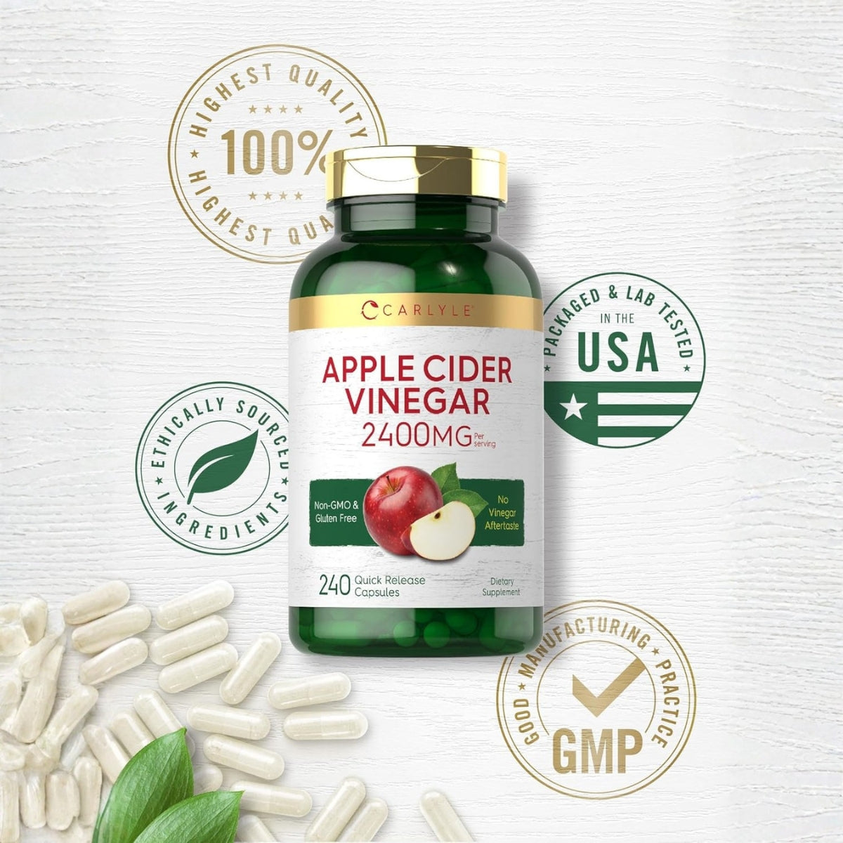 Vinagre De Manzana 2400 Mg Capsulas Carlyle