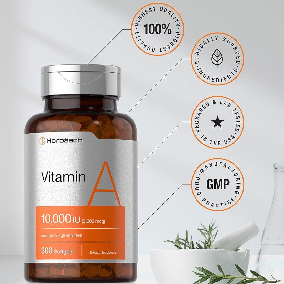 Vitamina A 10 000 IU 300 Softgels Horbaach