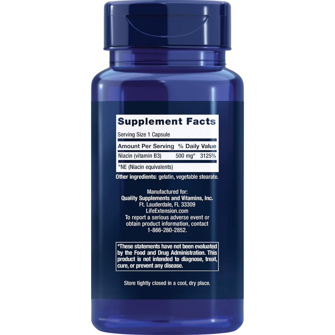 Vitamina B3 Y Niacina 500 Mg 100 Capsulas Life Extension