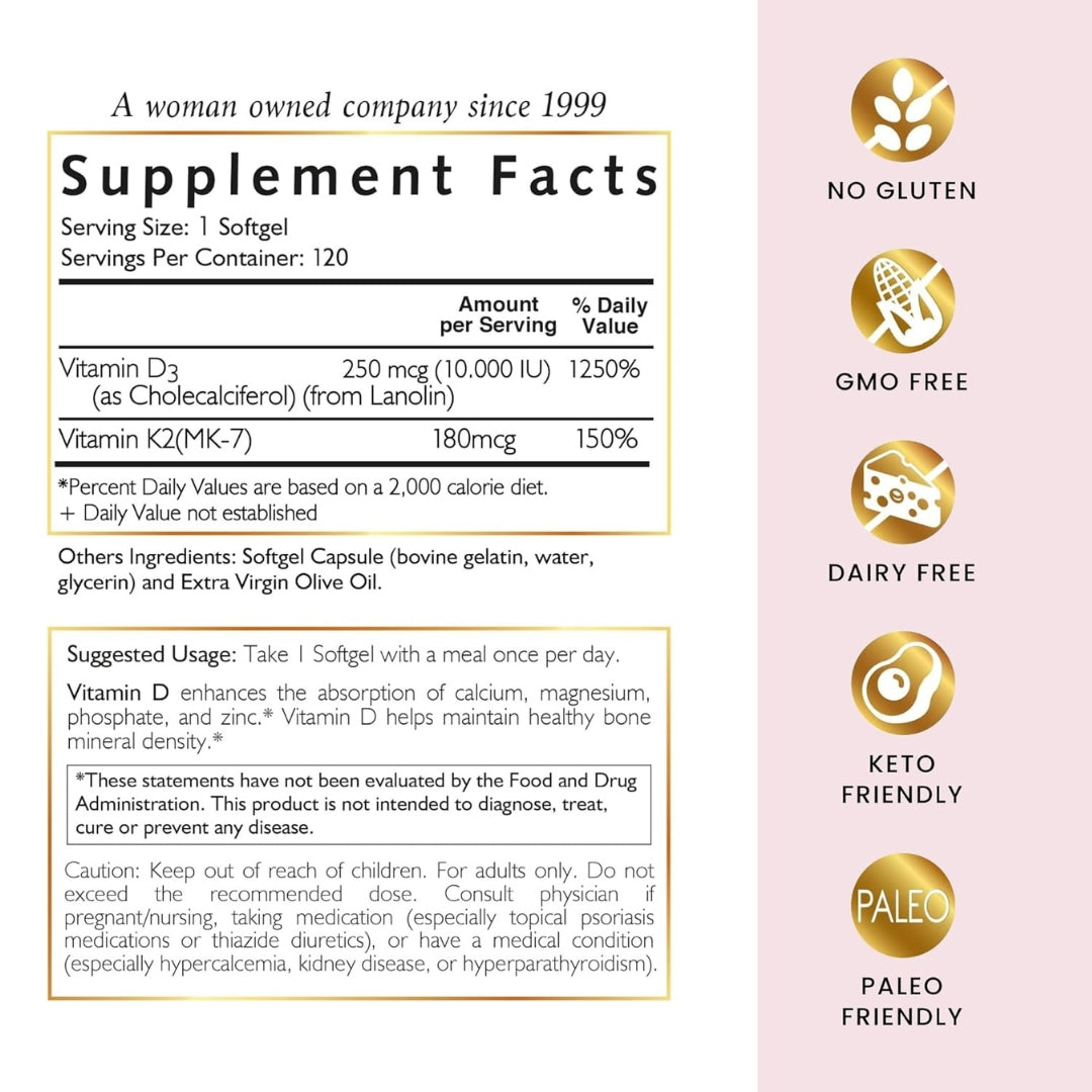 Vitamina D3 y K2 10000 Mg 120 Softgel Coco March