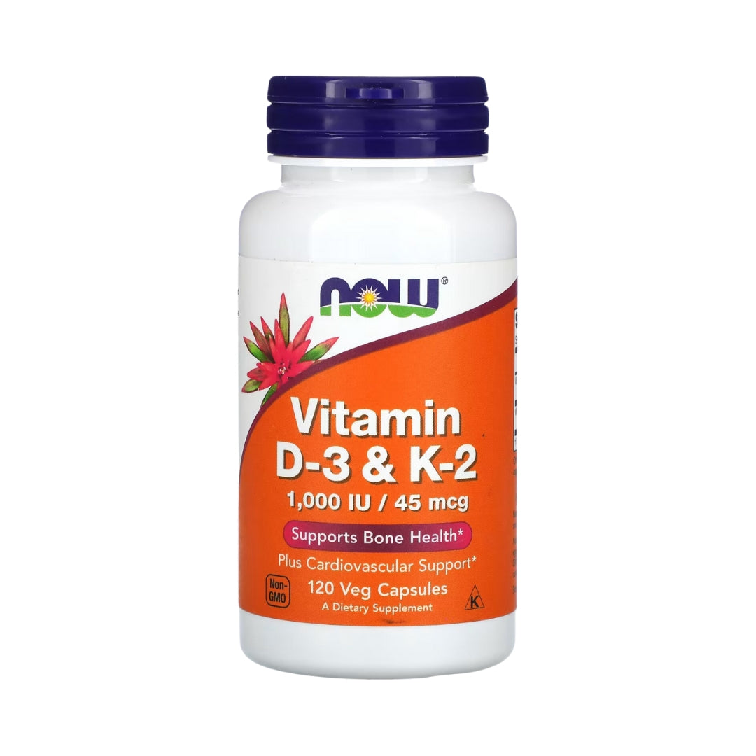 Vitamina D3 y K2 120 Capsulas Now