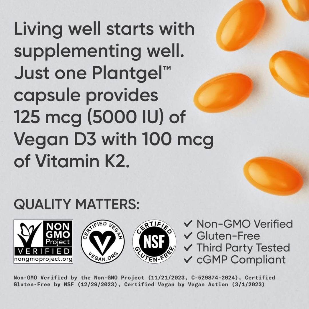 Vitamina D3 y K2 5000 IU 120 Softgels Sports Research