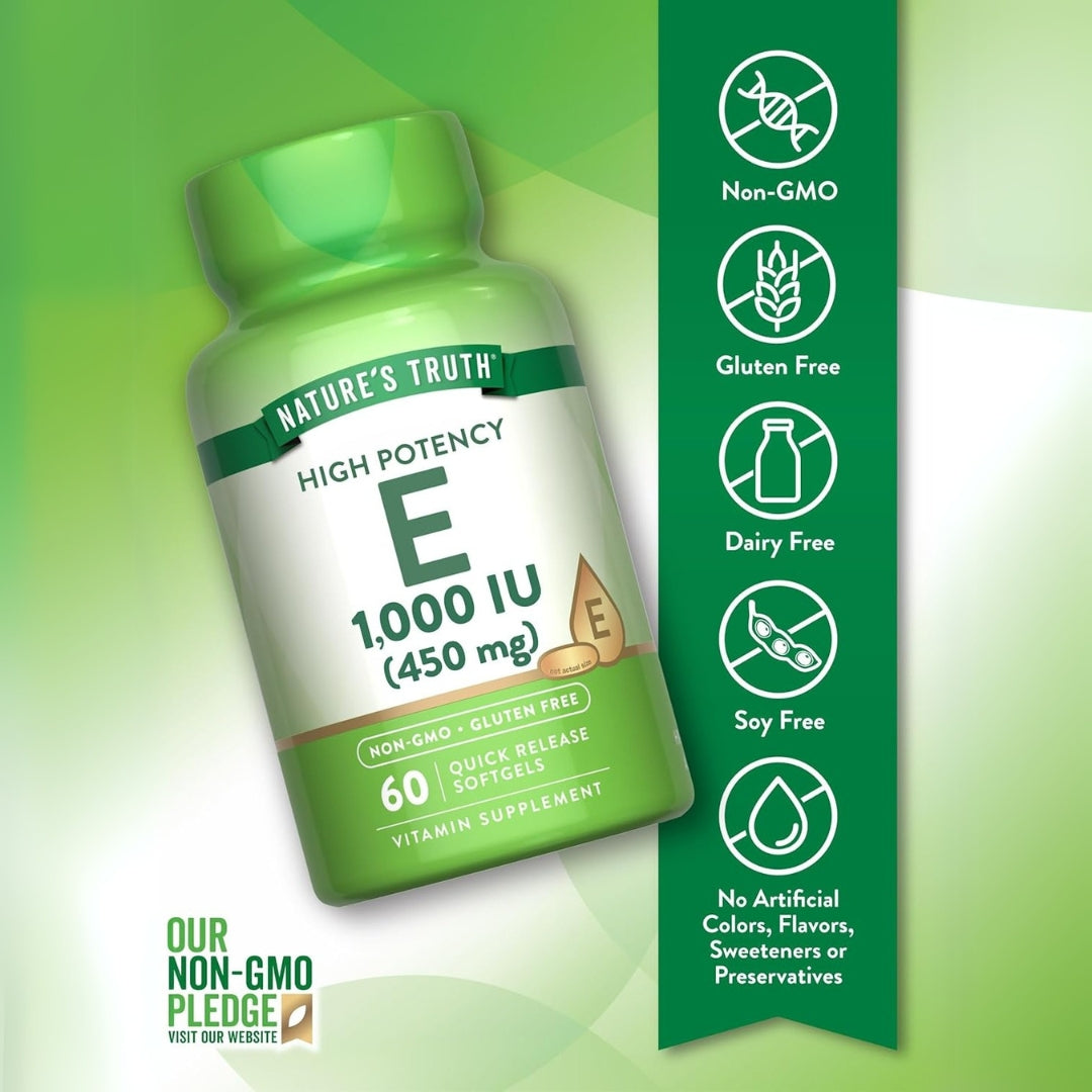 Vitamina E 1000 UI 60 Capsulas Natures Truth