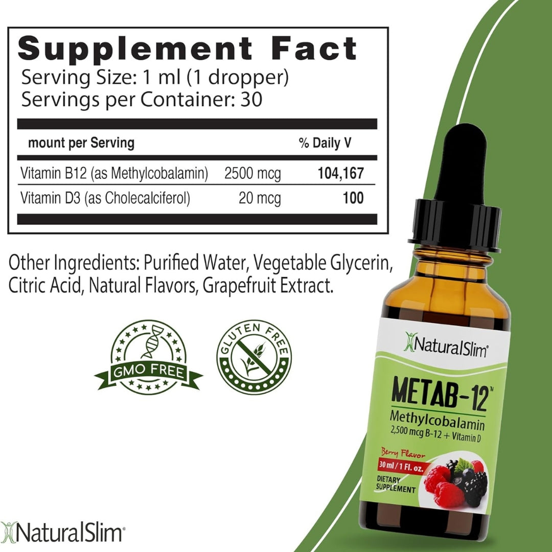 Vitamina B 12 con Vitamina D3 30 Ml Natural Slim