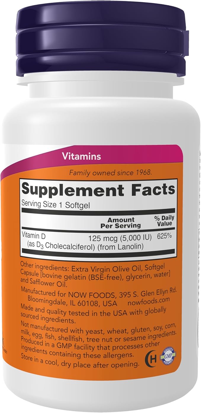Vitamina D3 5000 IU 120 Softgels Now Foods