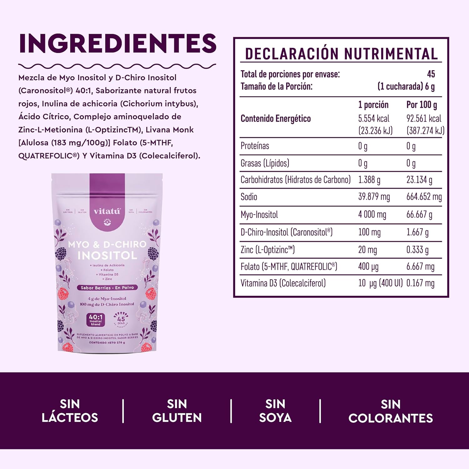 Inositol Myo D Chiro Berries 270 Gr Vitatu