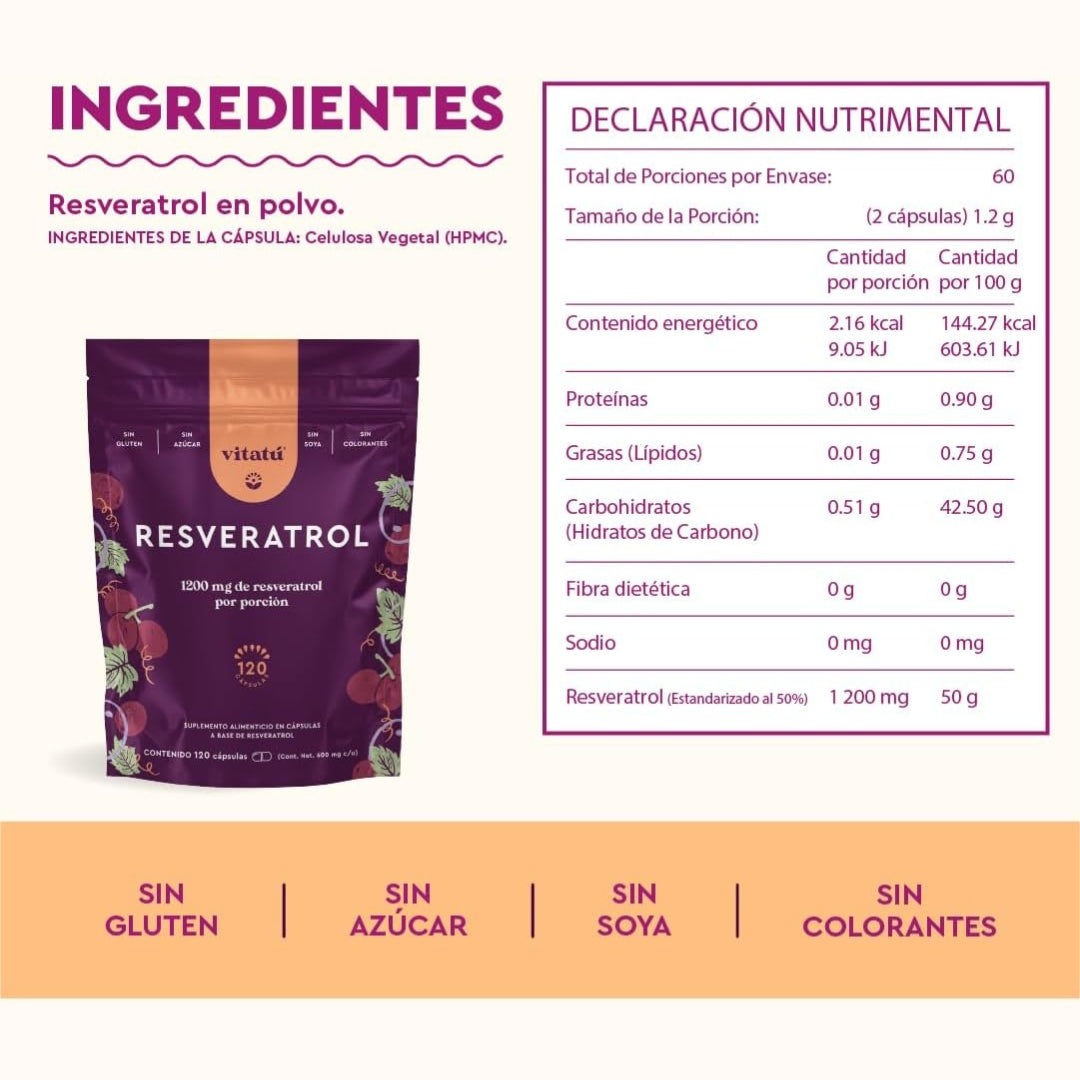 Resveratrol 1200 Mg 120 capsulas Vitatu