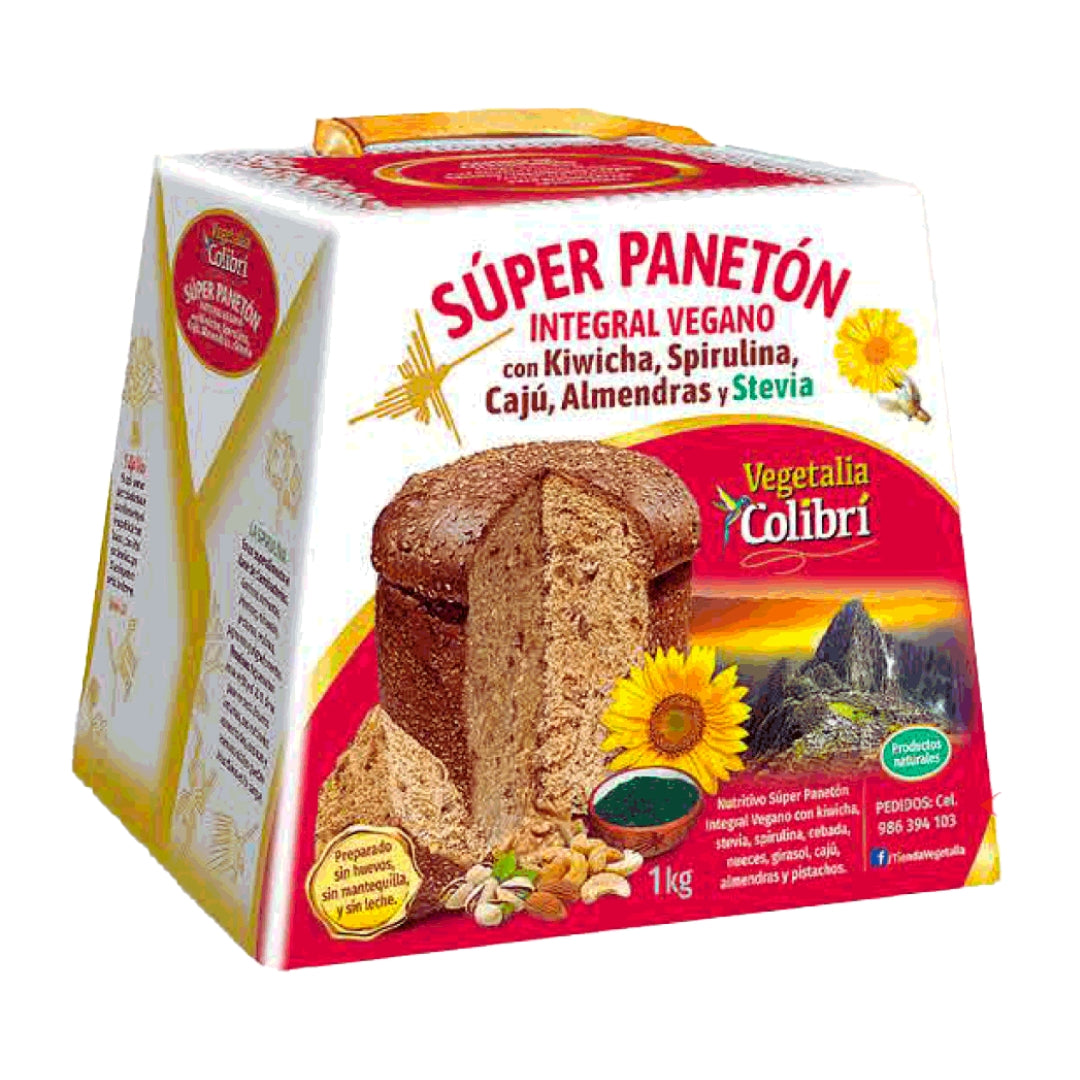 Super Paneton Integral Vegano kiwicha Spirulina Caju Almendras Y Stevia Caja 1 Kg Vegetalia Colibri